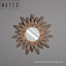Mayco Country Antique Vintage Style Handmade Decorative Sun Shaped Wood Wall Mirror